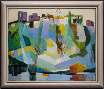 André DURET (1921-2019) Paysage: Soler. huile sur toile sign… - Photo 1