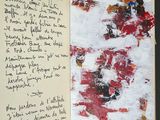 an open book with a handwritten poem on it sitting on a table