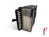 an image of a black accordion sitting on top of a white surface