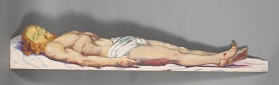 a painting of a naked man laying on a bed