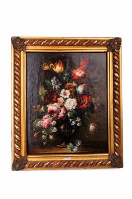 une image d'une peinture de fleurs dans un vase