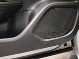 a close up of a car door with a speaker in it