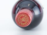 a close up of a wine bottle with a label on it
