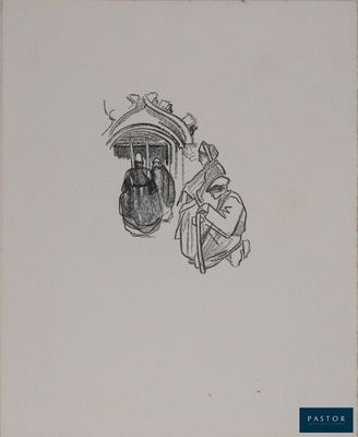 une image représentant un dessin d'un homme et d'une femme assis sous un parapluie