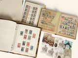 a lot of stamps on the pages of a book