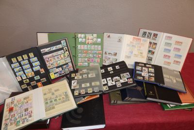 many different types of stamps on a table