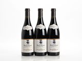 trois bouteilles de vin sont alignées sur une surface blanche