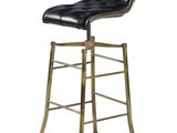 un tabouret de bar noir et doré avec une assise en cuir noir