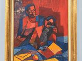 une image représentant un tableau où l'on voit un homme et une femme assis sur un lit
