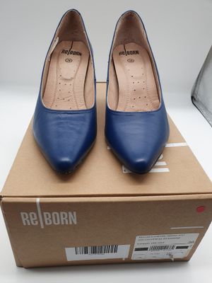 Chaussures en cuir bleu, neuves dans leur boîte, pointure 8,5