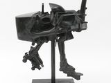 an image of a sculpture of a dog on a stand on a white background
