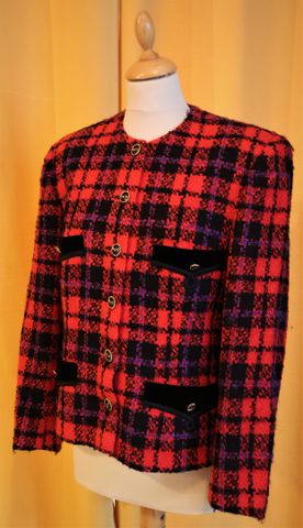 WEILL Paris – Veste damier en laine rouge et noir. Beaux boutons ...
