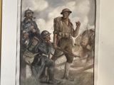 framed print of a painting of a soldier on horseback with other soldiers in the background