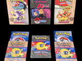 several pokemon cards are shown in a row on a black background