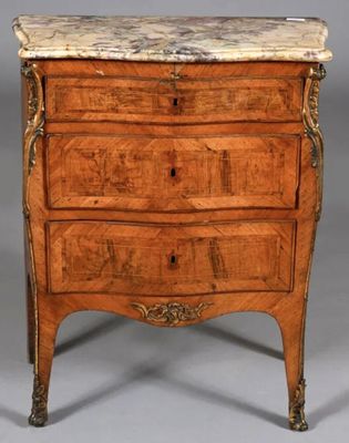 commode ancienne en bois avec dessus en marbre