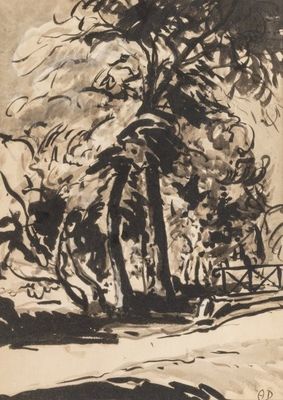 an image of a black and white drawing of a tree