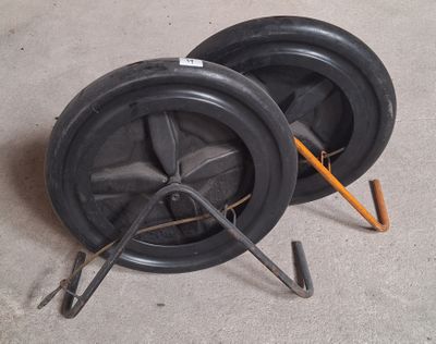 two wheels that are sitting on the ground