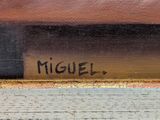 an image of a close up of a painting on a wooden surface