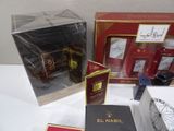 several different types of perfumes are sitting on a table