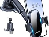 une photo d'un support de téléphone pour voiture auquel est fixé un chargeur de voiture