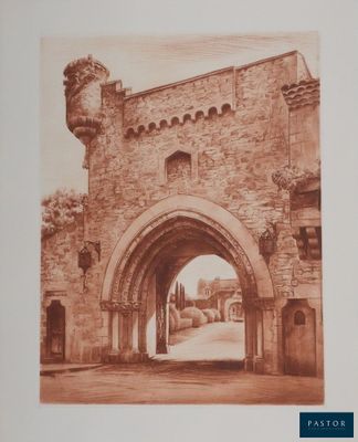 une vieille photo d'un bâtiment en pierre surmonté d'une horloge
