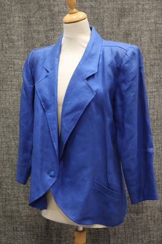 UNGARO Sola Donna – Veste vintage bleu électrique en lin. Fermetu...