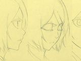 sketches of a couple of anime characters with glasses on their faces