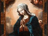 an image of a painting of the virgin surrounded by angels