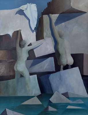 M.B de CIRCOURT (1953 - ) "Accès difficile" 1988 Huile sur t…