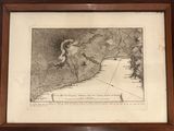 an old map of the area of a mountain with a bird flying over it