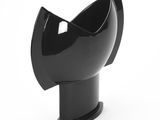 a black vase that is shaped like a bird ' s head