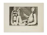a black and white drawing of two people sitting on a couch