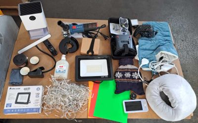a table with a lot of electronics on it