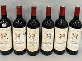 six bouteilles de vin rouge alignées sur une table