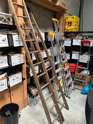 a ladder leaning up against a wall in a store