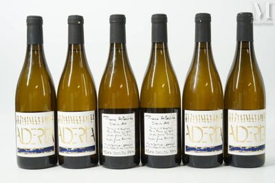 six bouteilles de vin sont alignées sur une surface blanche