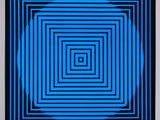 a blue and black square pattern with a white background