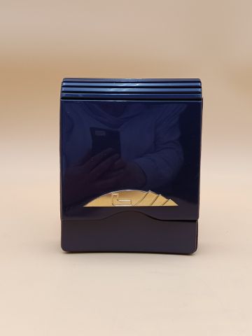 LANCEL - Petit sac verni laqué et cuir marine violet, cordon à re