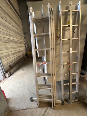 a ladder that is leaning against a wall in a garage