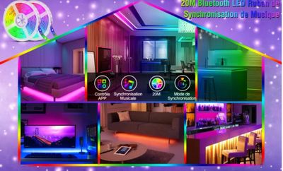 Ruban LED 20M , Bande LED RGB, Télécommande à 40 Touches , S…