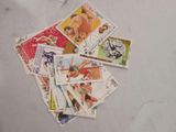 a lot of stamps that are on a table