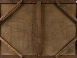 a picture of an old wooden door with a metal handle