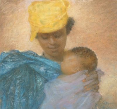 LÉVY-DHURMER Lucien, 1865-1953, Mère et enfant, pastel (quel…