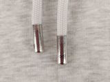 a white hoodie with a silver zipper on it