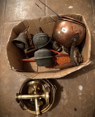 a box full of old items sitting on the floor