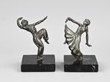 paire de figurines Art déco représentant des danseuses, sur des socles en marbre