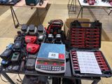 a table with many tools on it in a room