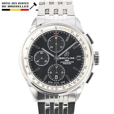 breitling bentley chronograph men ' s watch in stainless steel with black dial
