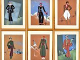 six photos encadrées représentant un homme en costume et une femme en robe, puis un homme en costume et une femme en robe, puis un homme en