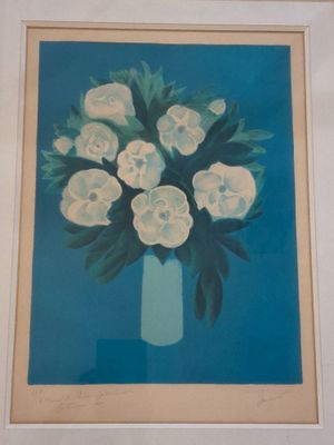 a picture of a painting of flowers in a vase